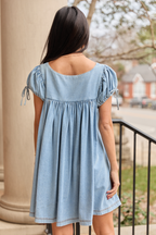 Meet Me Later Chambray Short Sleeve Swing Dress FINAL SALE