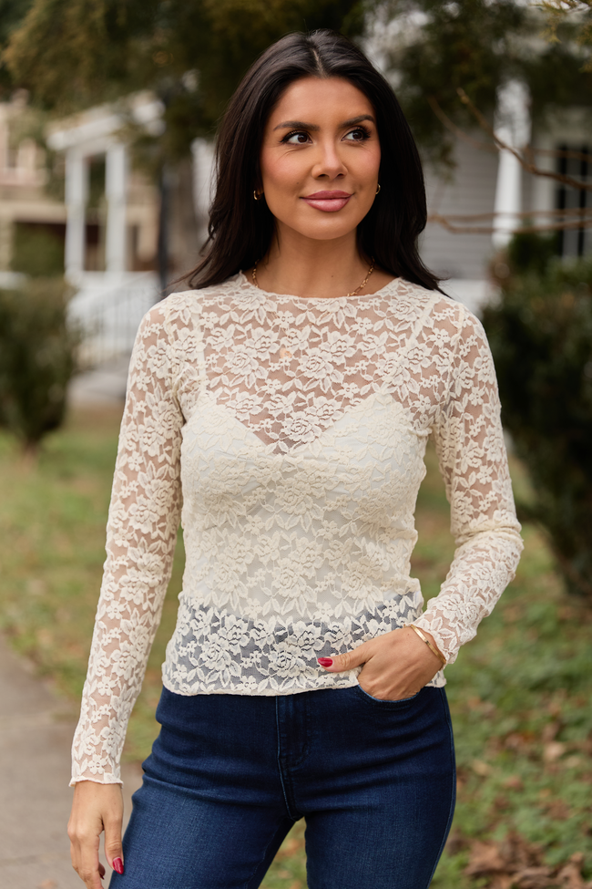 Morgan Ivory Lace Mesh Top FINAL SALE