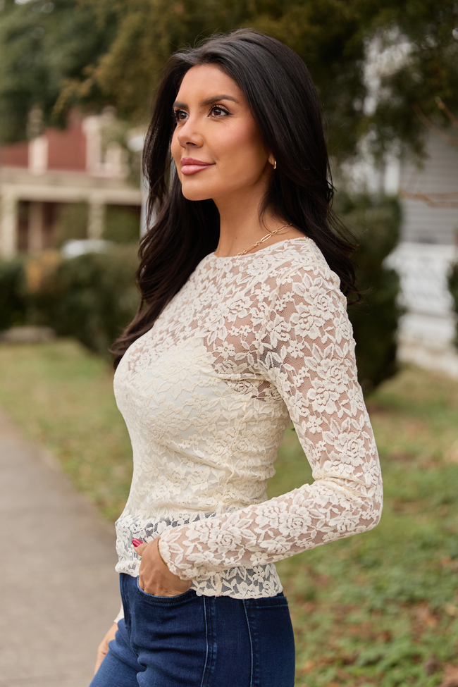 Morgan Ivory Lace Mesh Top FINAL SALE