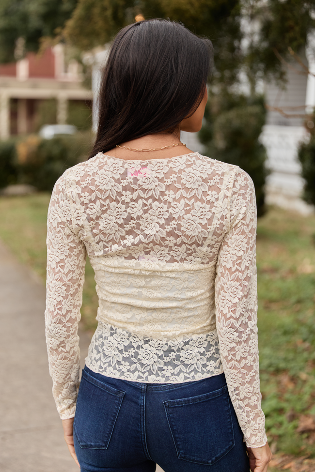 Morgan Ivory Lace Mesh Top FINAL SALE