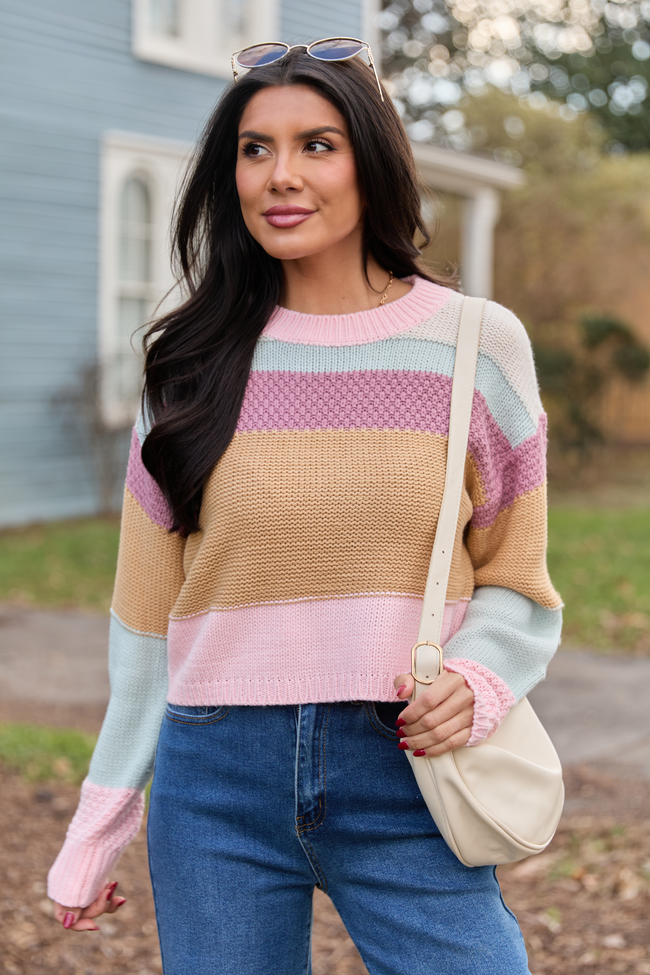Greta Colorblock Multi Knit Crewneck Sweater FINAL SALE
