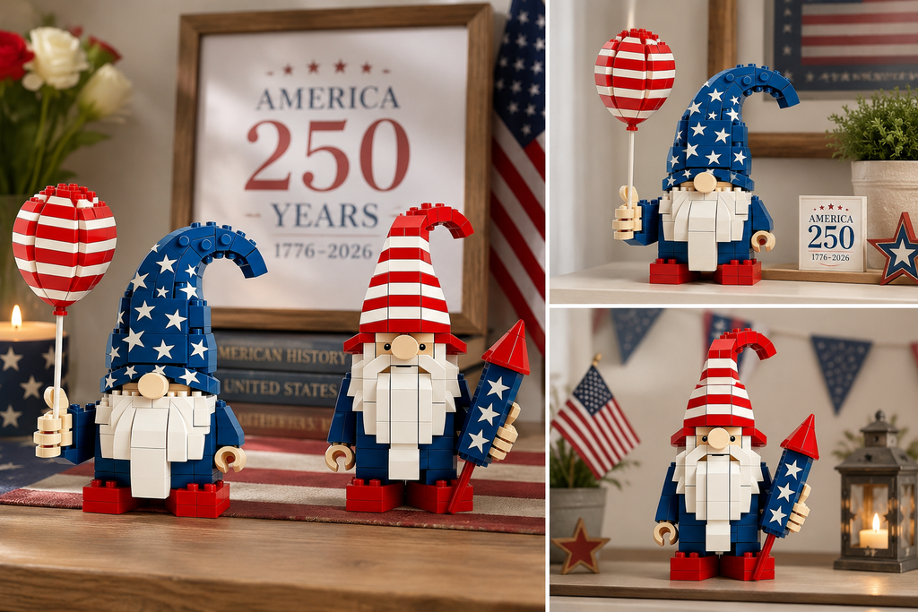 America 250th Anniversary Commemorative Gnome Building Block Set
