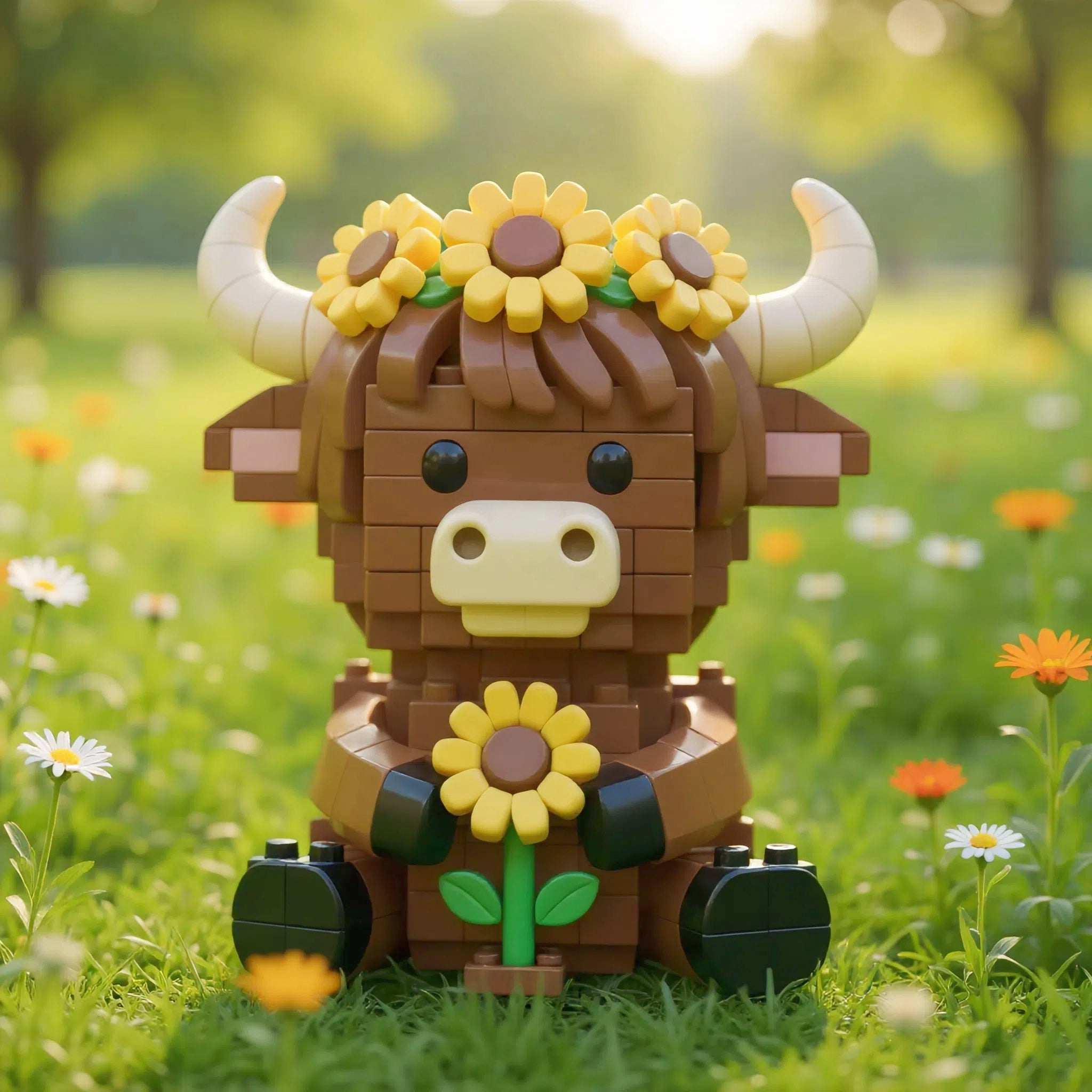Scottish Highlands Cow and Sunflower Brick Set🌻🐂