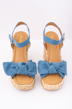Kacey Chambray Bow Woven Heels FINAL SALE