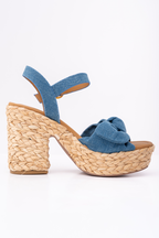 Kacey Chambray Bow Woven Heels FINAL SALE
