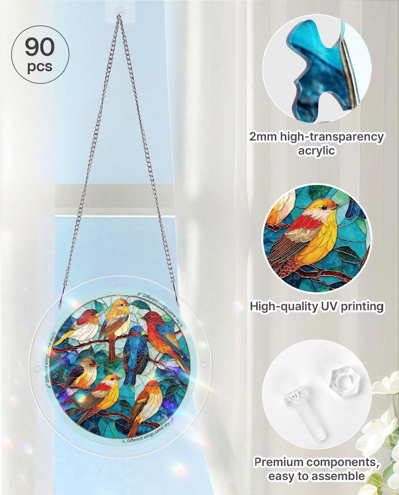 Acrylic Jigsaw Puzzle Suncatcher - Glowing Feather Haven