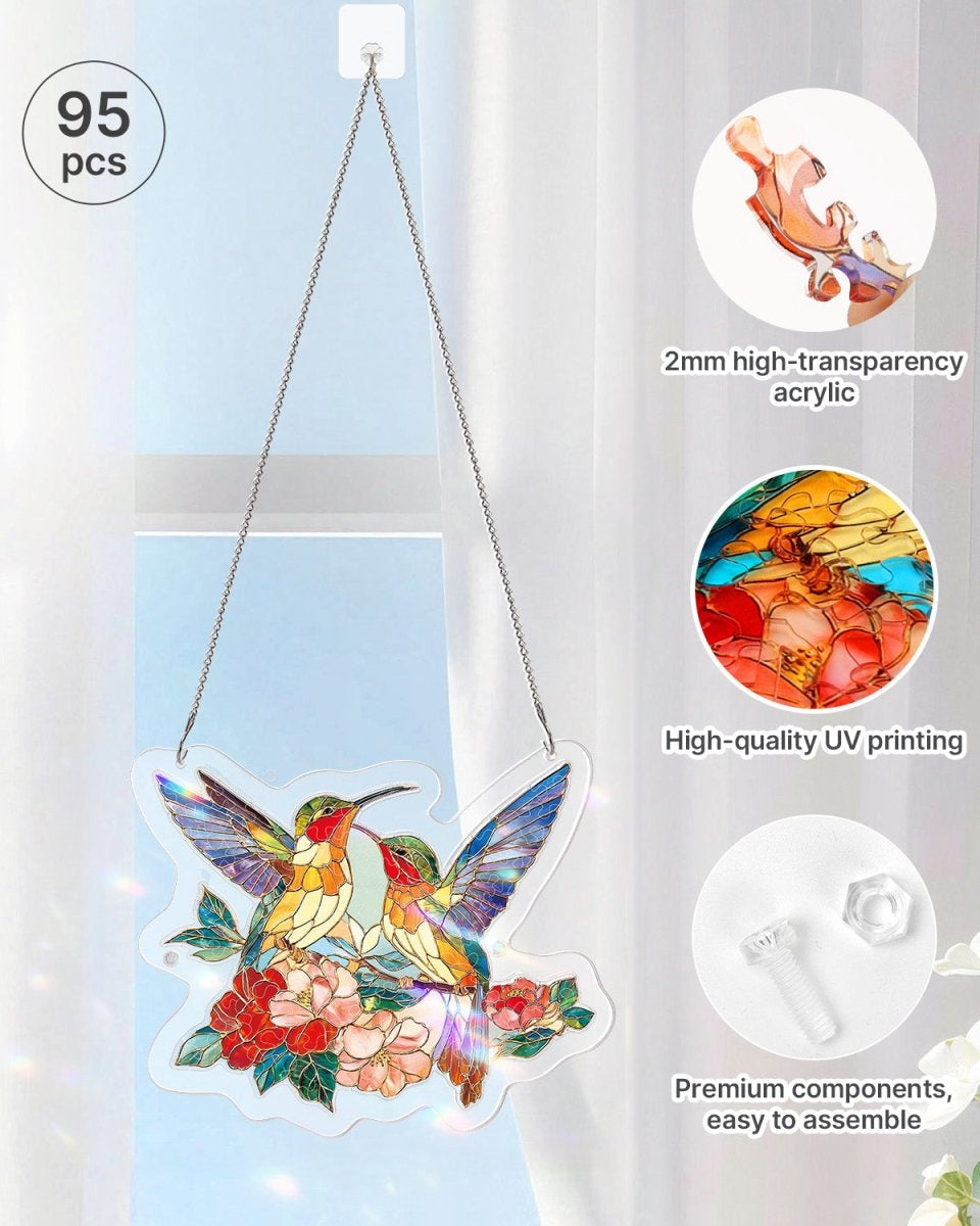 Acrylic Jigsaw Puzzle Suncatcher - Two Birds of Spring