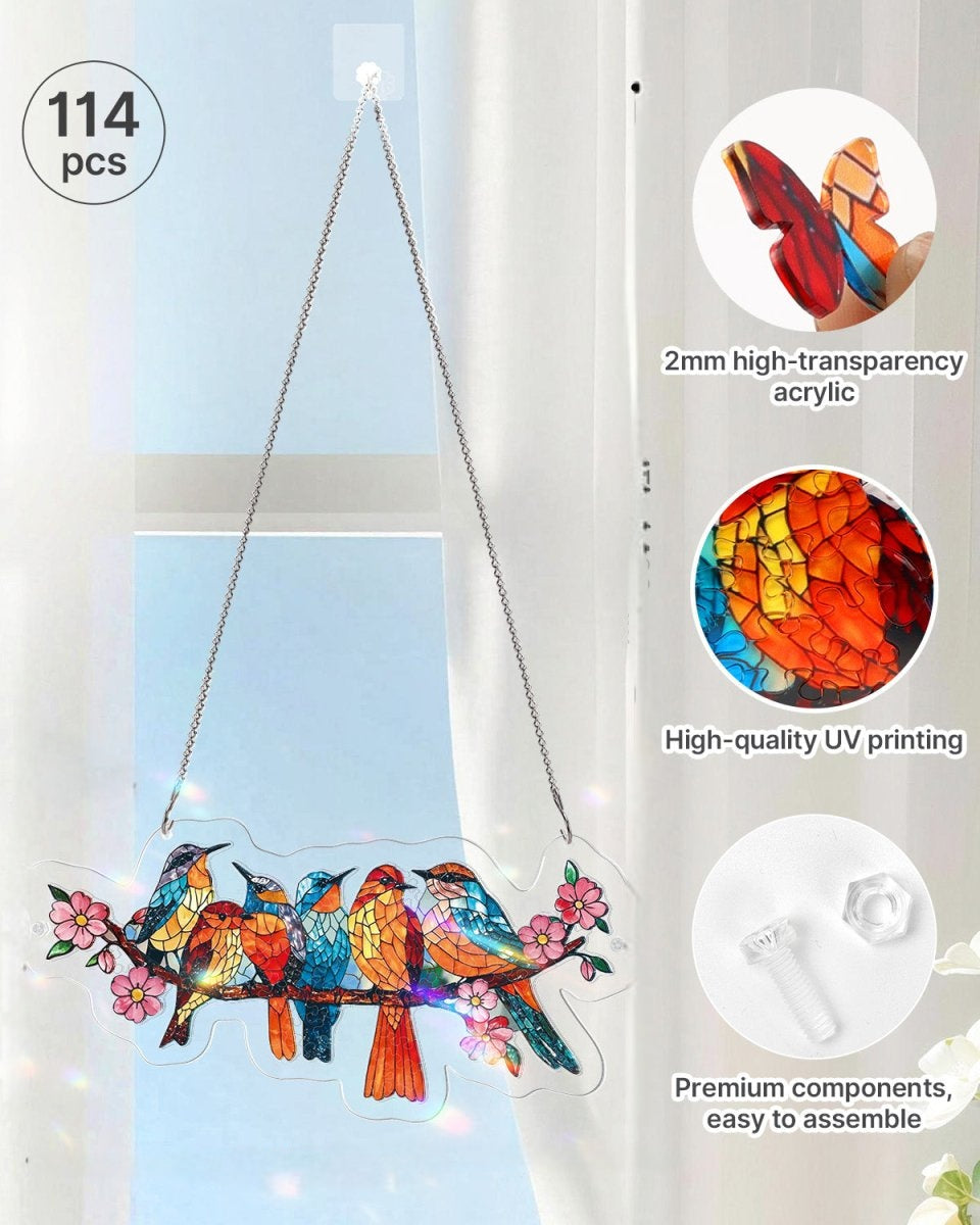 Acrylic Jigsaw Puzzle Suncatcher - Blossom Songbirds