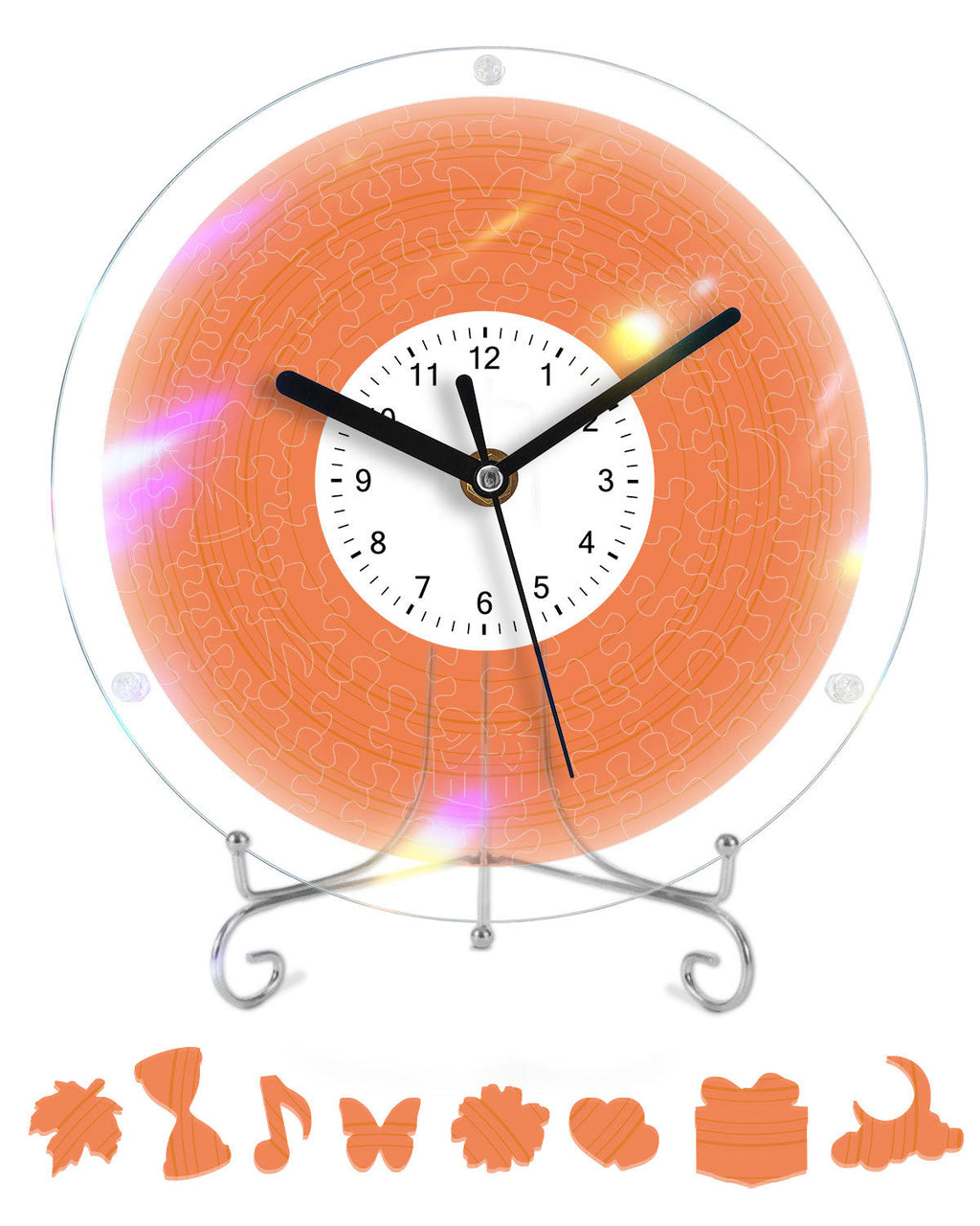 DIY Acrylic Puzzle Clock Kit - Vibrant Orange