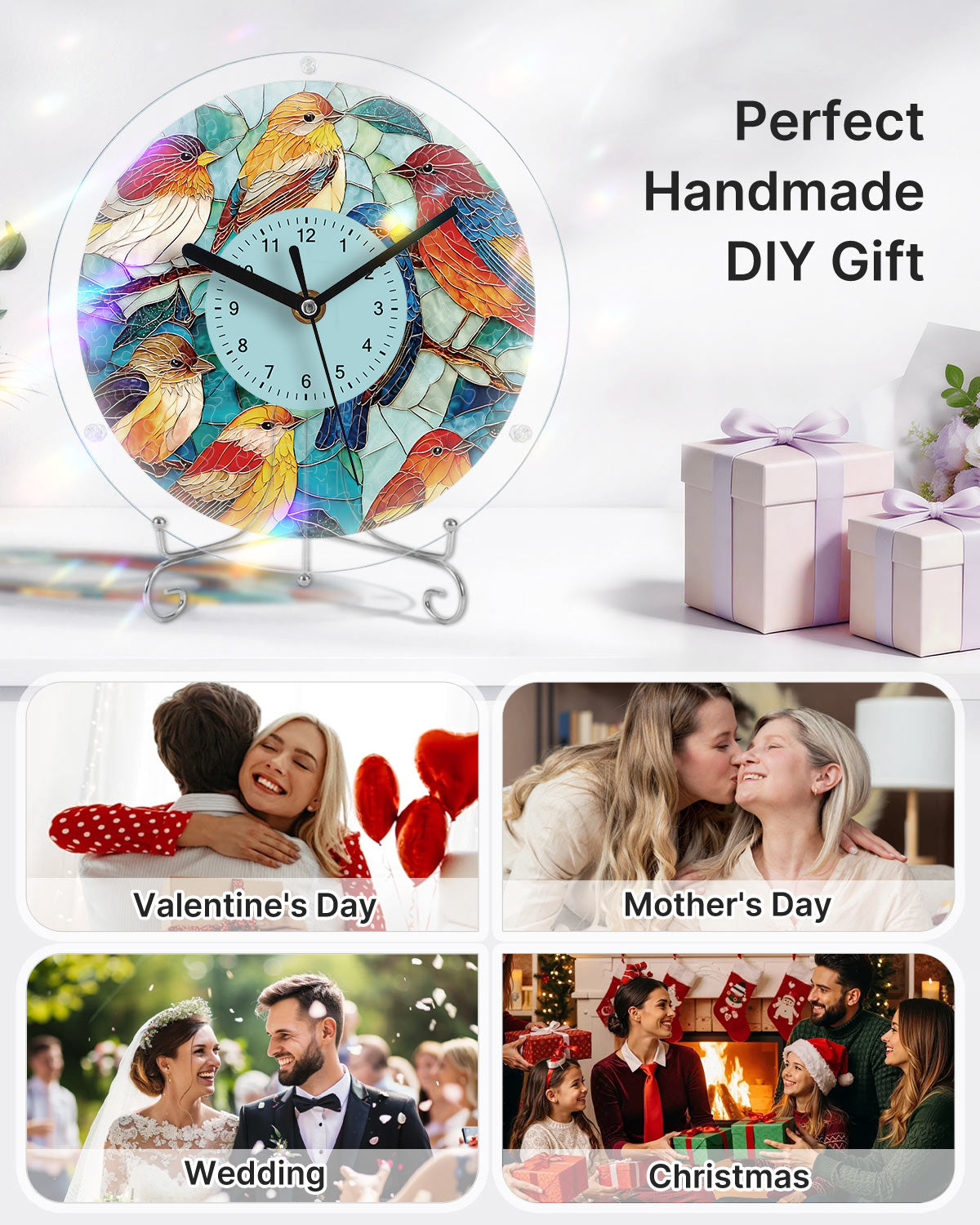 DIY Acrylic Puzzle Clock Kit - Birds in Harmony