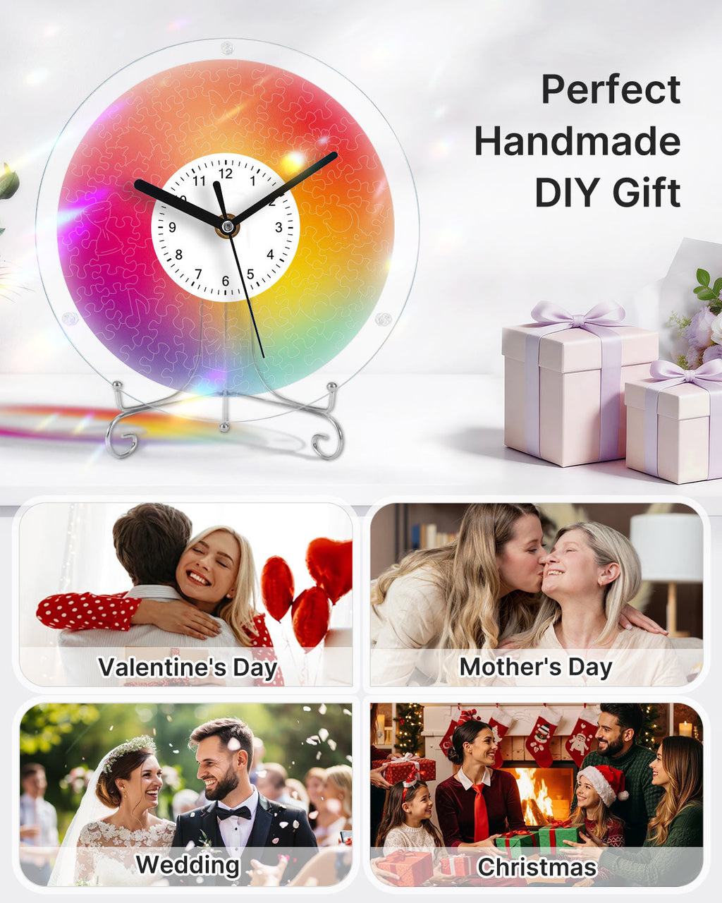 DIY Acrylic Puzzle Clock Kit - Chromatic Blur