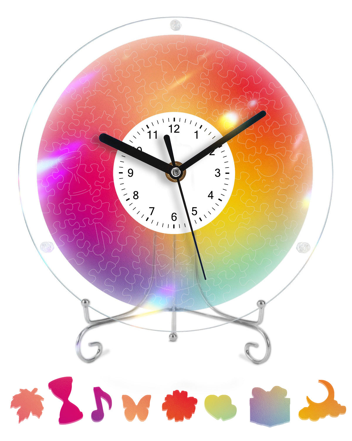 DIY Acrylic Puzzle Clock Kit - Chromatic Blur
