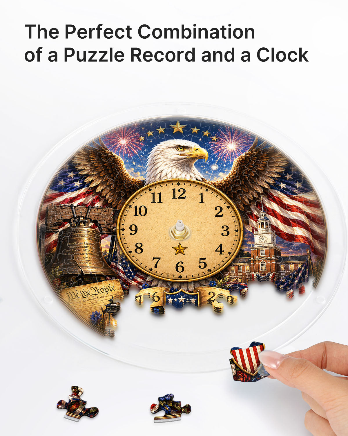 DIY Acrylic Puzzle Clock Kit - Majestic Eagle Liberty