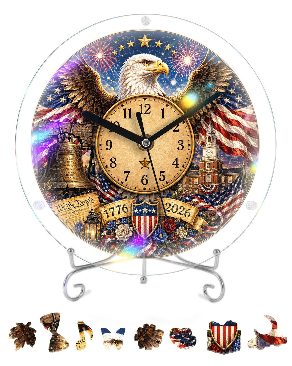 DIY Acrylic Puzzle Clock Kit - Majestic Eagle Liberty