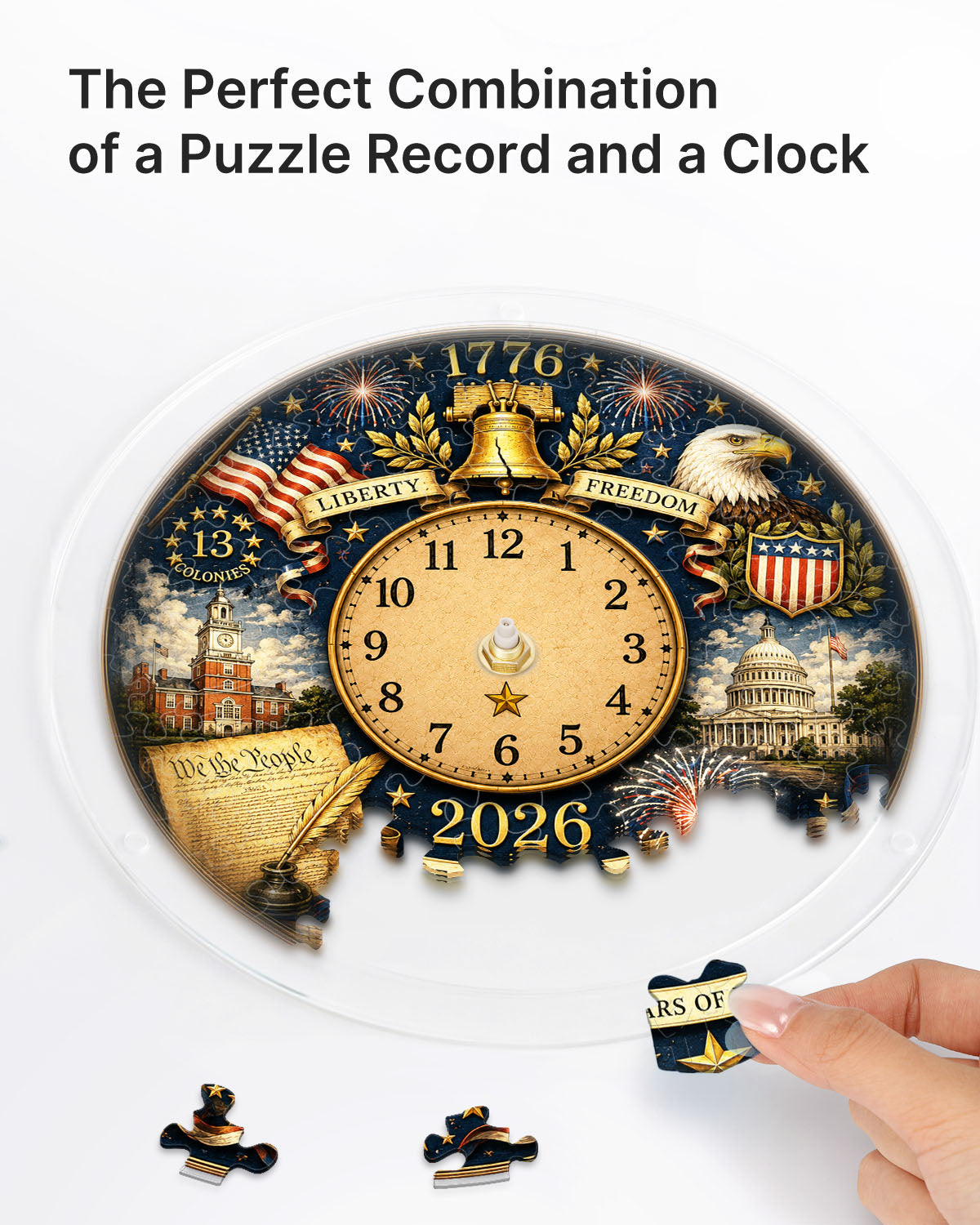 DIY Acrylic Puzzle Clock Kit - 250 Years Freedom
