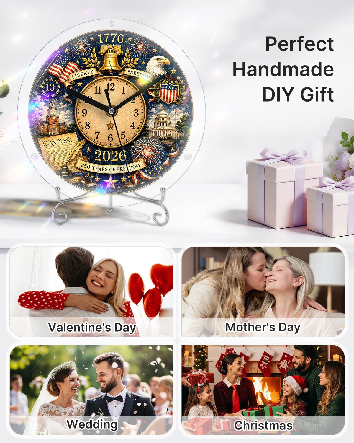 DIY Acrylic Puzzle Clock Kit - 250 Years Freedom