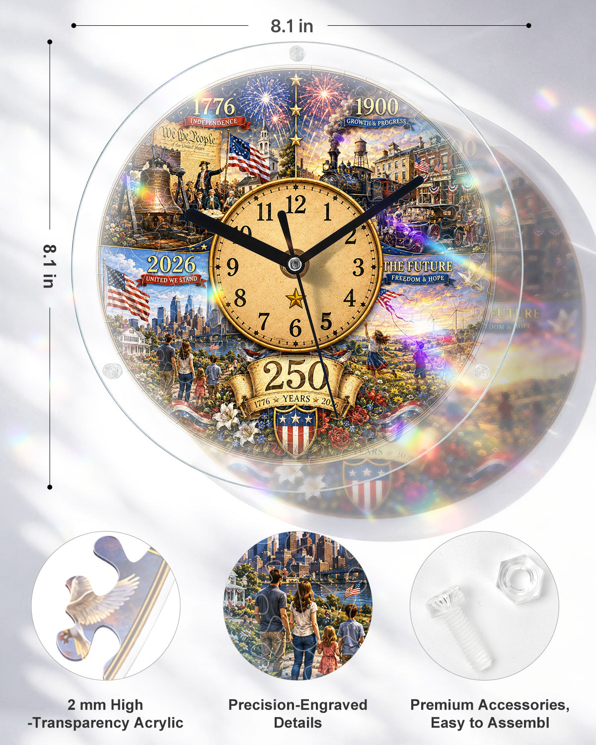 DIY Acrylic Puzzle Clock Kit - History Timeline Evolution