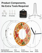 DIY Acrylic Puzzle Clock Kit - Autumn Cardinals Foliage