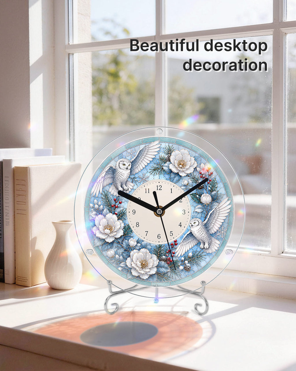 DIY Acrylic Puzzle Clock Kit - Winter Snowy Owls