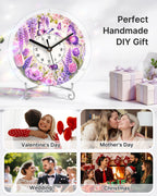 DIY Acrylic Puzzle Clock Kit - Purple Wisteria Butterflies