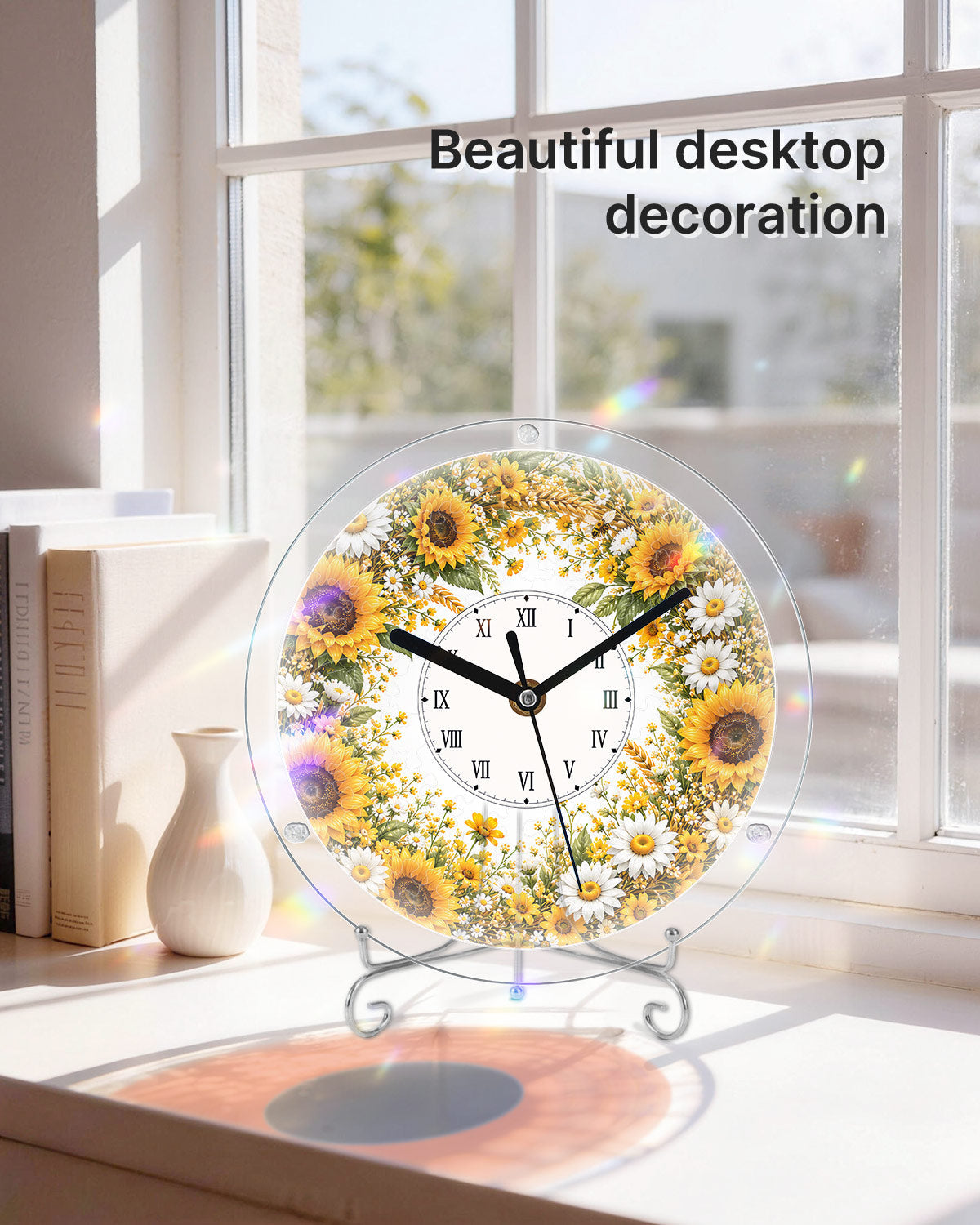 DIY Acrylic Puzzle Clock Kit - Golden Sunflower Field