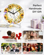 DIY Acrylic Puzzle Clock Kit - Golden Sunflower Field