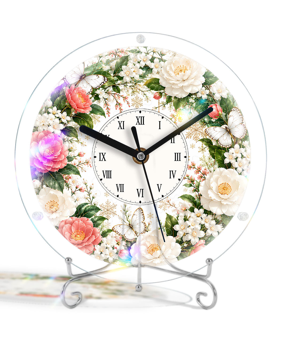 DIY Acrylic Puzzle Clock Kit - Pink White Roses