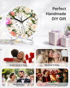 DIY Acrylic Puzzle Clock Kit - Pink White Roses