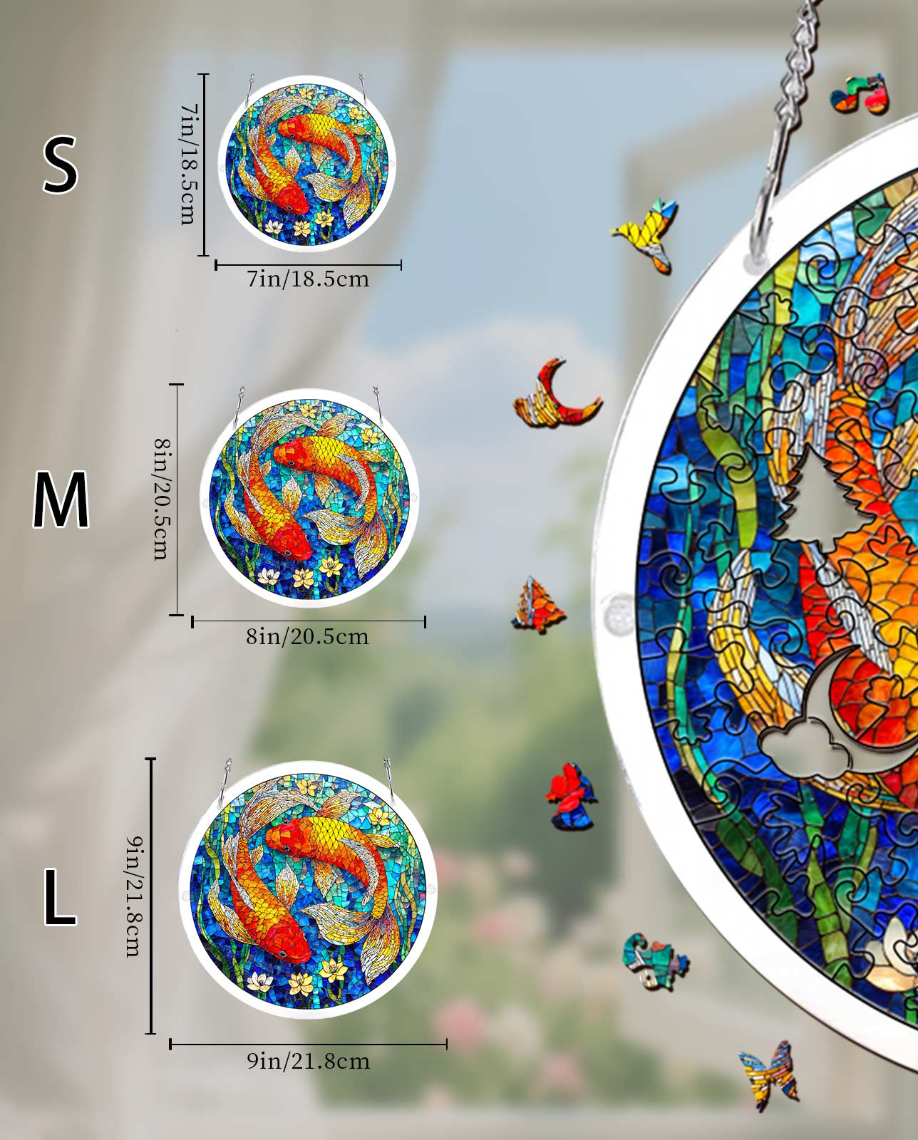 Acrylic Jigsaw Puzzle Suncatcher - Koi Dream Pond