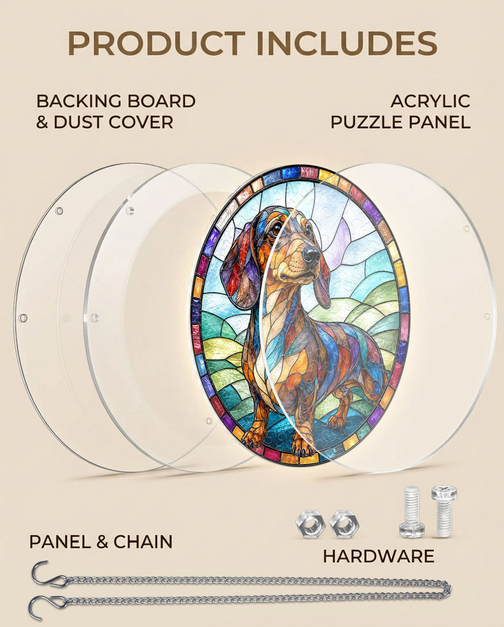 Acrylic Jigsaw Puzzle Suncatcher - Dachshund
