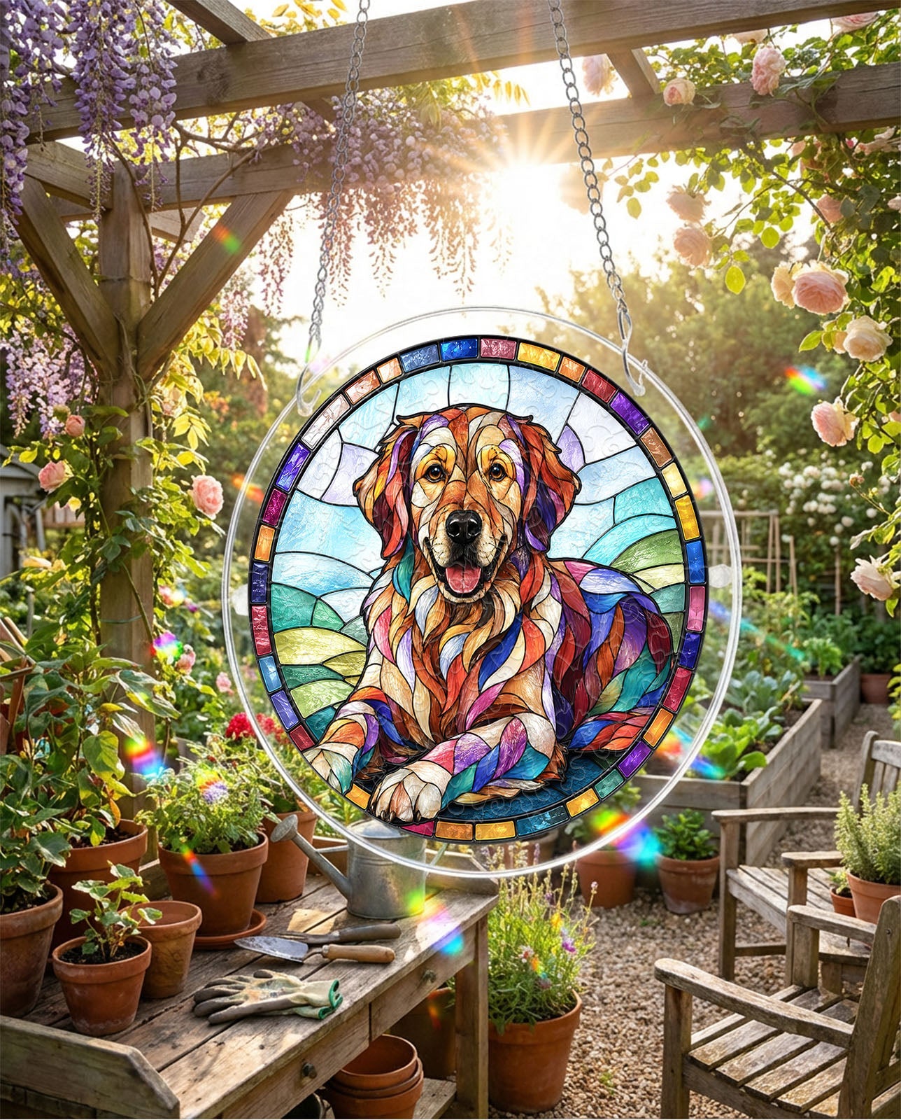 Acrylic Jigsaw Puzzle Suncatcher - Golden Retriever