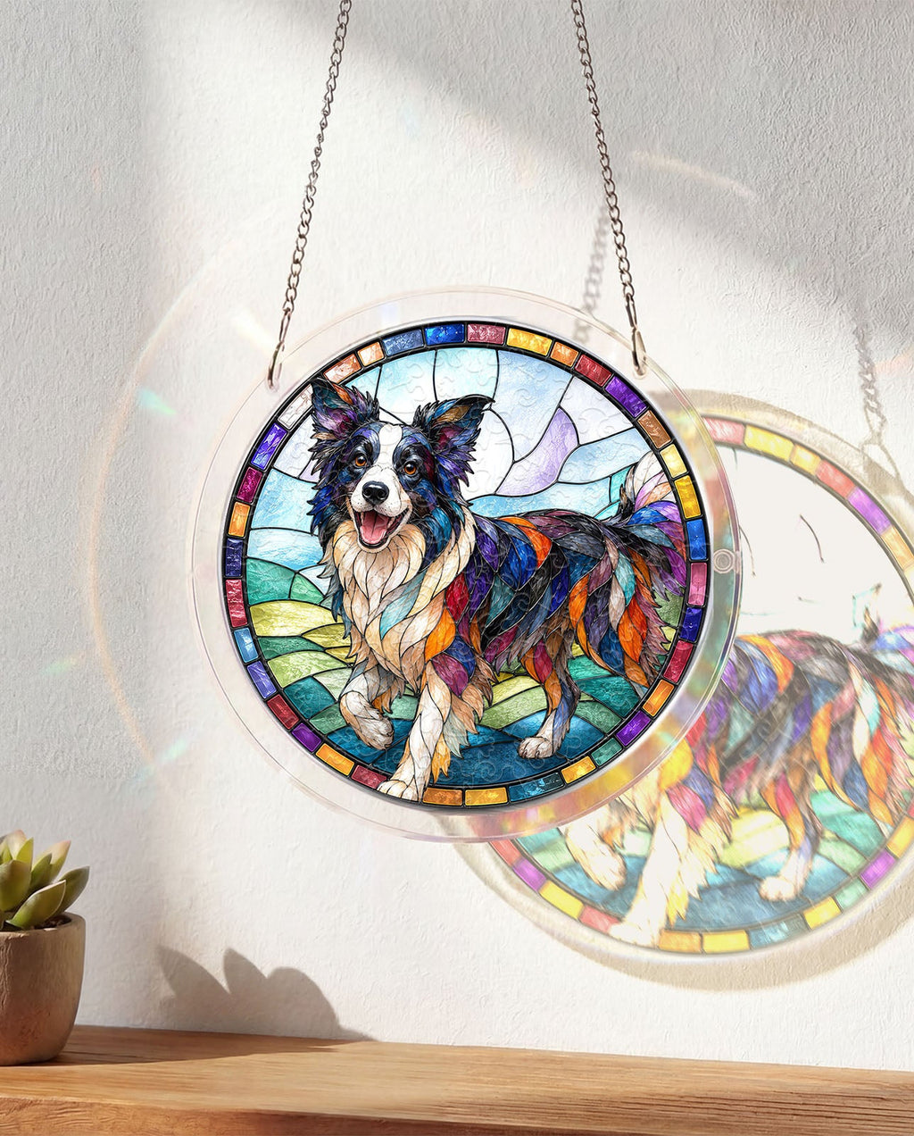 Acrylic Jigsaw Puzzle Suncatcher - Border Collie