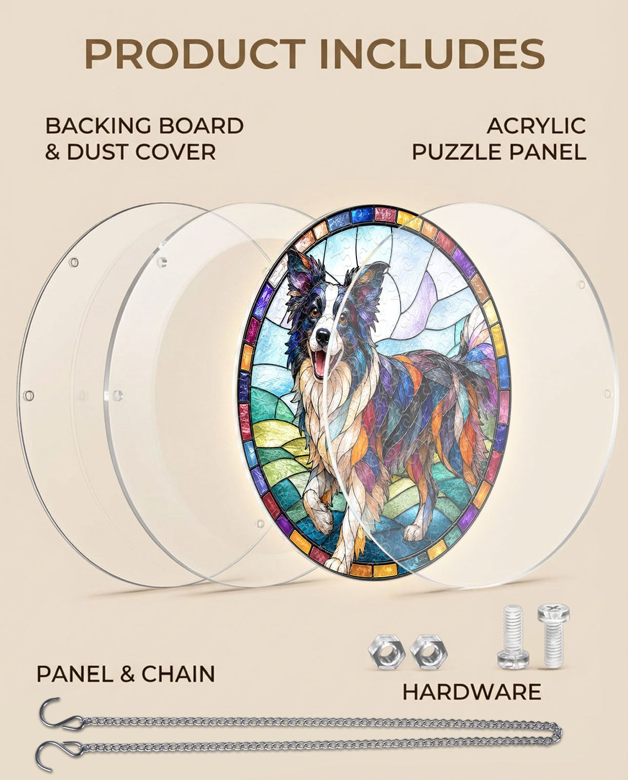 Acrylic Jigsaw Puzzle Suncatcher - Border Collie