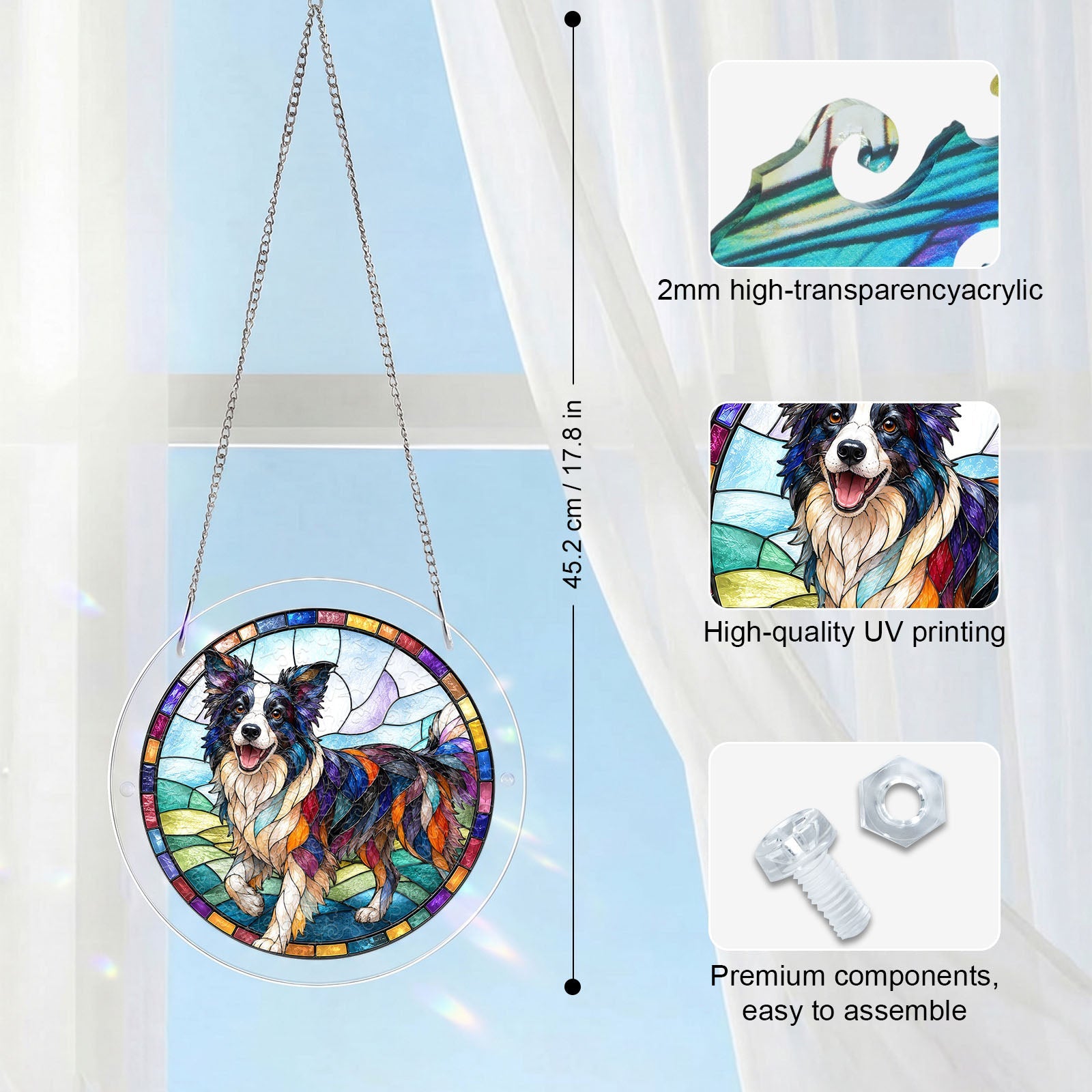 Acrylic Jigsaw Puzzle Suncatcher - Border Collie