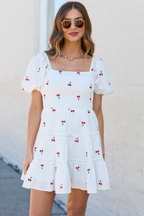 Cherry To My Cola Embroidered Ivory Dress FINAL SALE