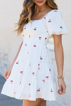 Cherry To My Cola Embroidered Ivory Dress FINAL SALE