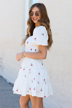 Cherry To My Cola Embroidered Ivory Dress FINAL SALE