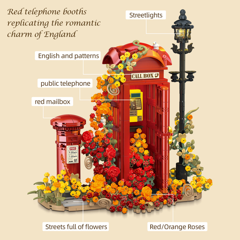 London Street Phone Booth Building Block Set|1142Pcs