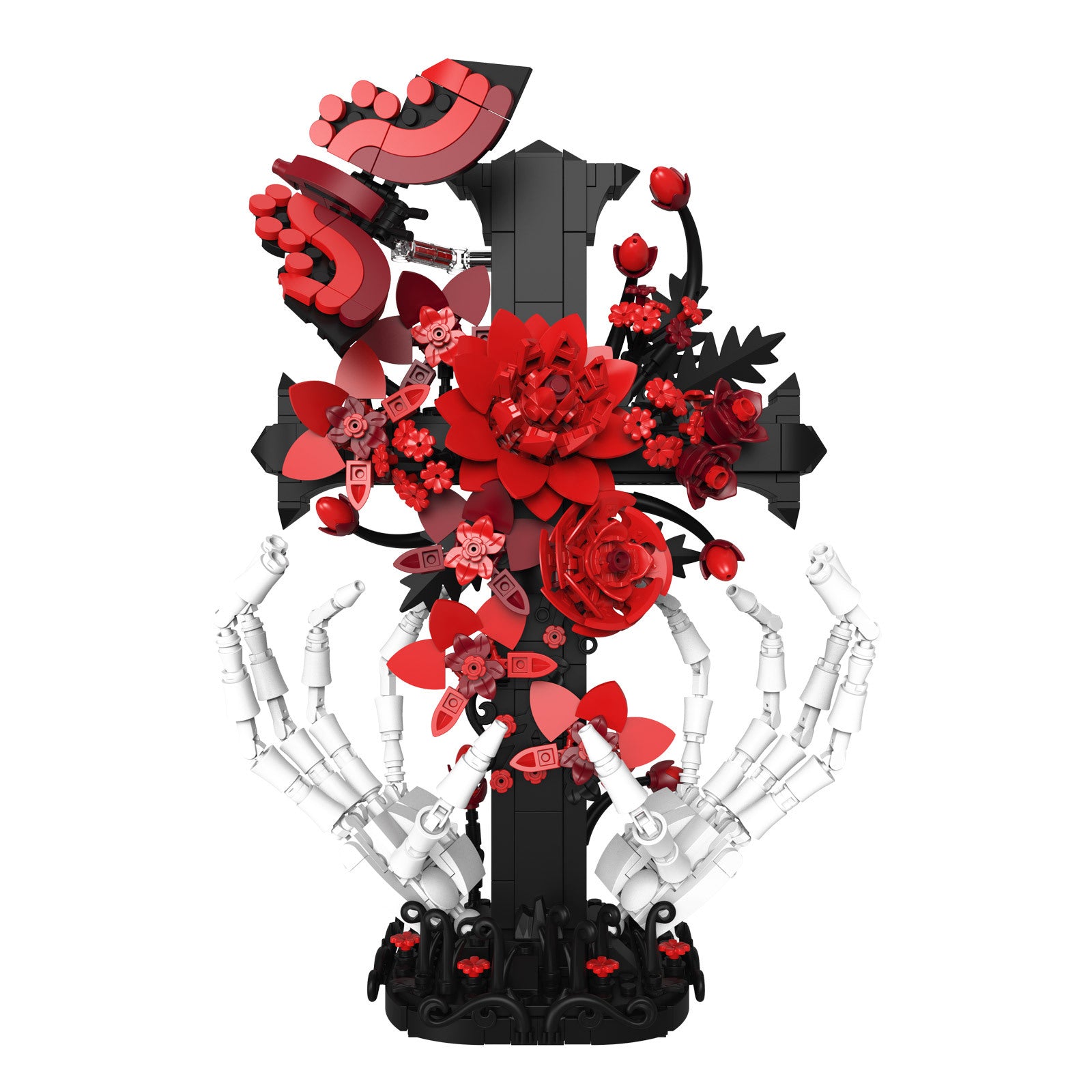 Dark Gothic Cross & Skeleton Hands Brick Set – Eternal Love Edition