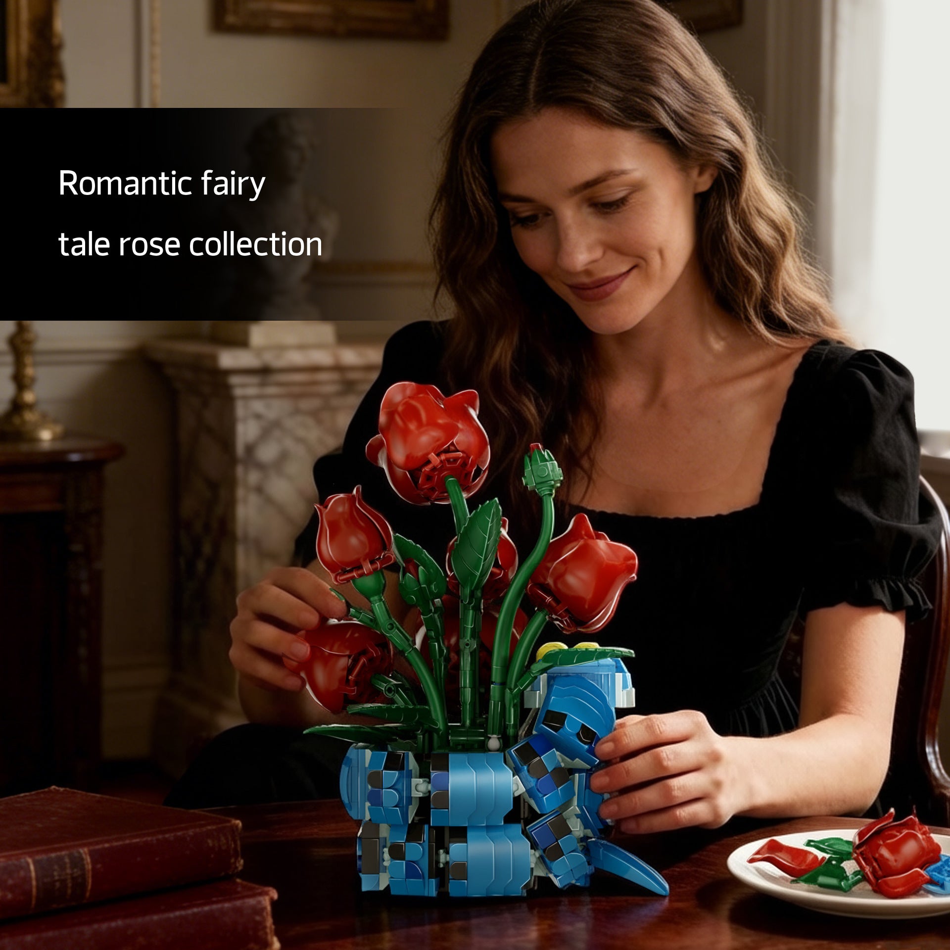Rose & Snake Building Block Set – Gothic Floral Fantasy Collectible