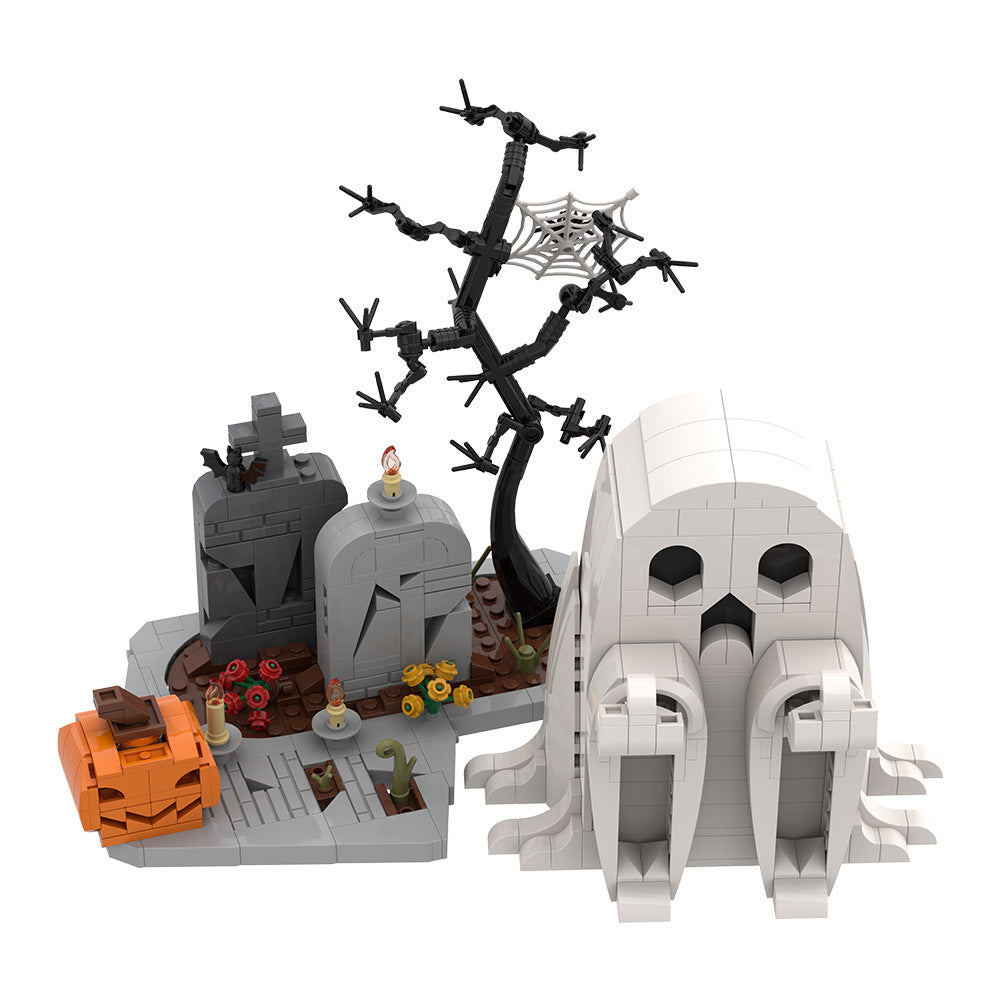 Middle Finger Ghost Halloween Block Set – Spooky Graveyard Display (Limited Edition)