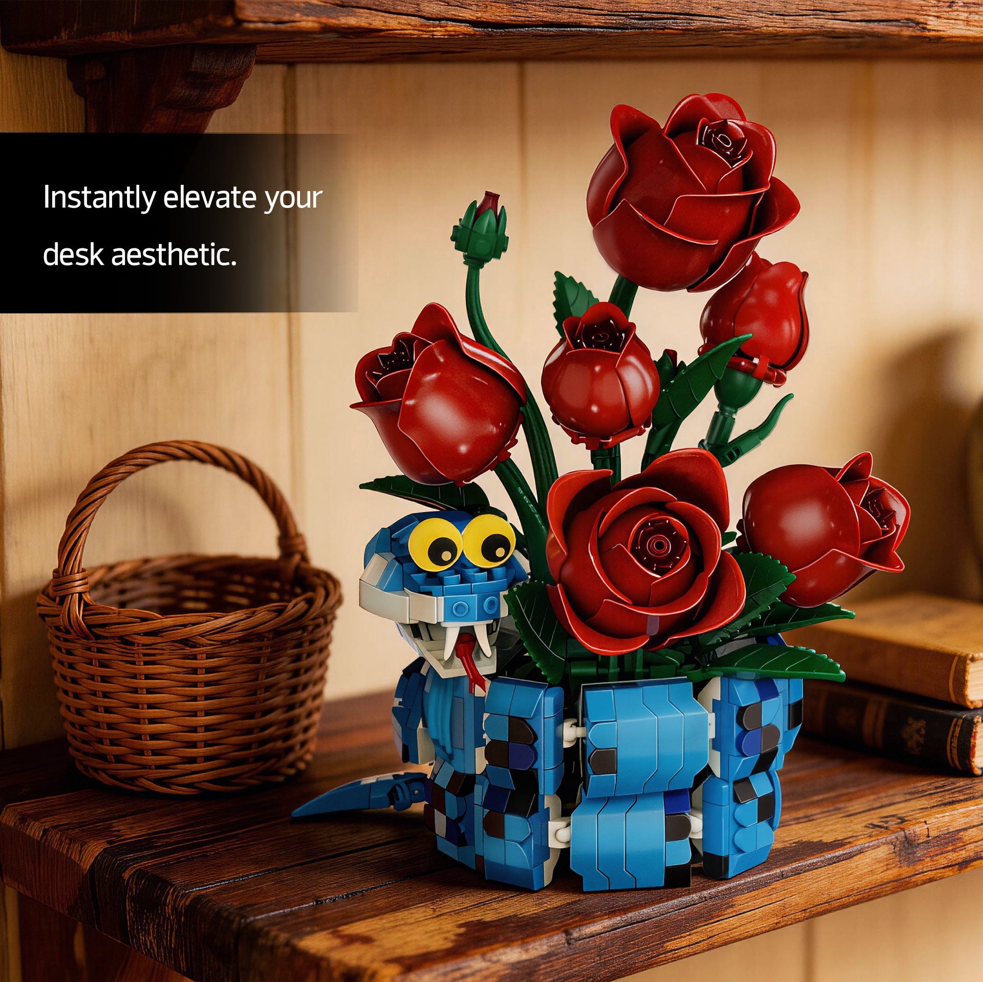 Rose & Snake Building Block Set – Gothic Floral Fantasy Collectible