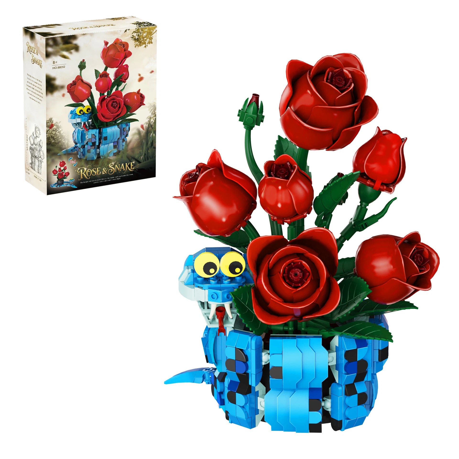 Rose & Snake Building Block Set – Gothic Floral Fantasy Collectible