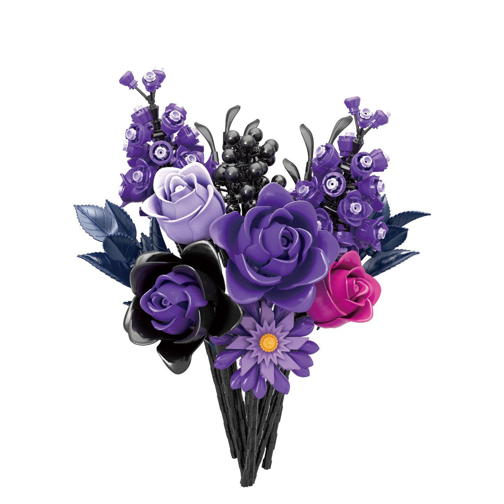 Purple Rose Bouquet Building Blocks💐