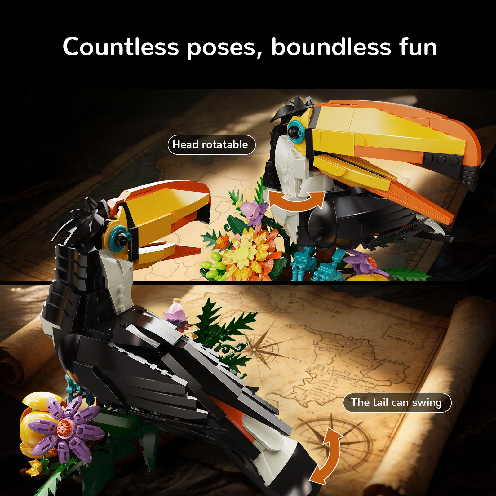 Rainforest Toucan Building Block Set | 1068Pcs
