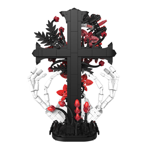 Dark Gothic Cross & Skeleton Hands Brick Set – Eternal Love Edition