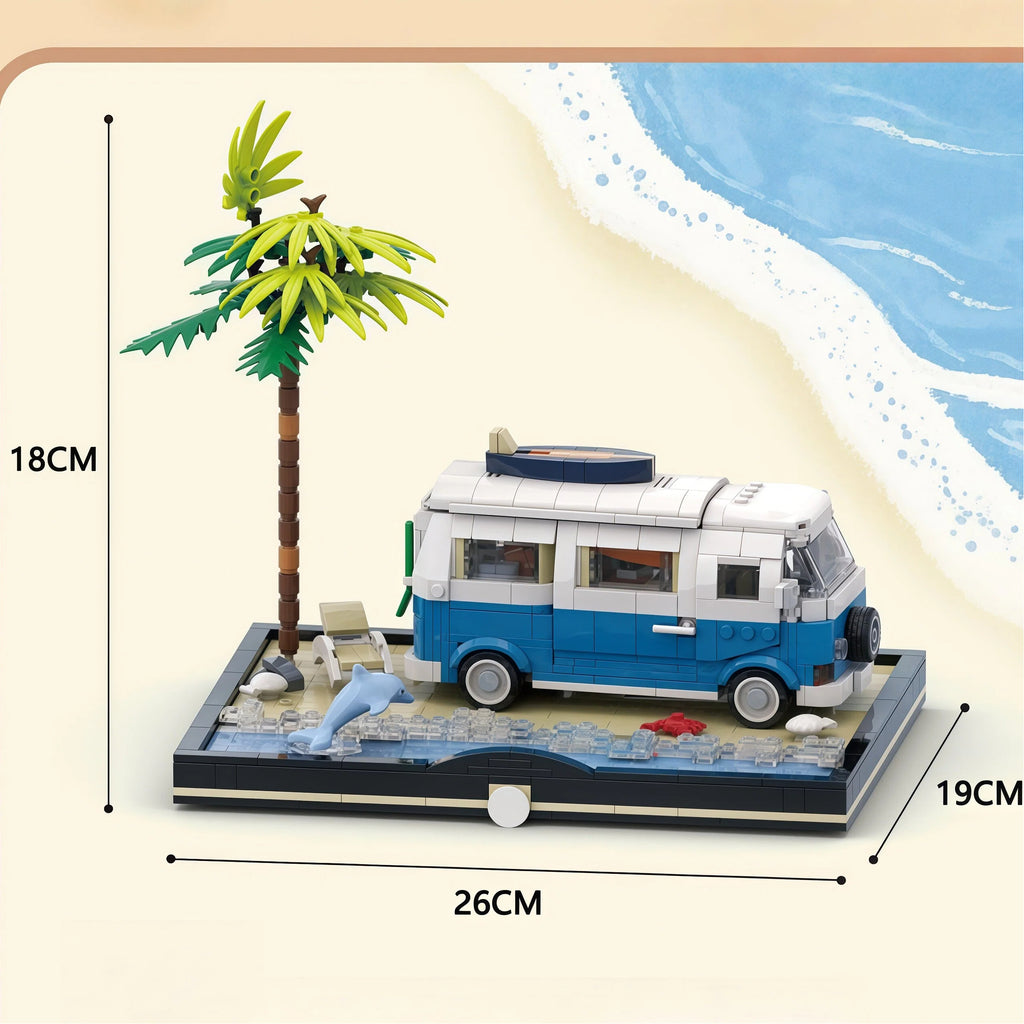 Beach Camper Van Brick Set – Van Life Beach Scene🏖️🚐