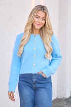 Teddy Blue Fuzzy Cardigan FINAL SALE