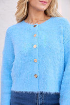 Teddy Blue Fuzzy Cardigan FINAL SALE