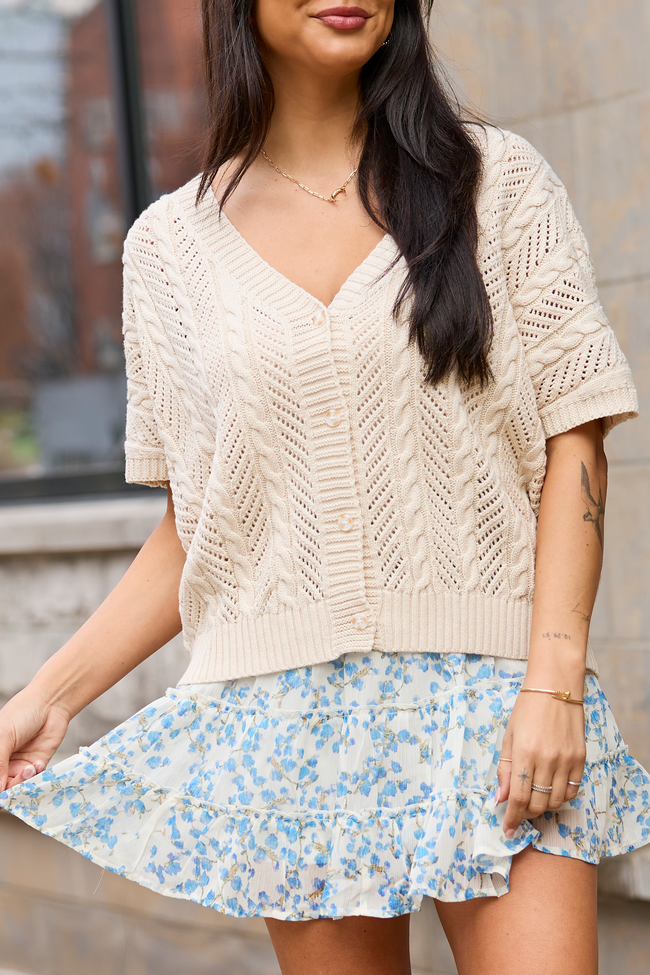 Sophia Short Sleeve Cable Knit Cardigan FINAL SALE